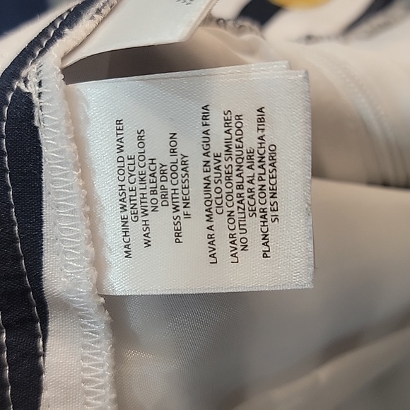 Anne Klein Nautical Navy Blue & White Stripped Skirt with Gold Buttons (L-XL) - Picture 8 of 8